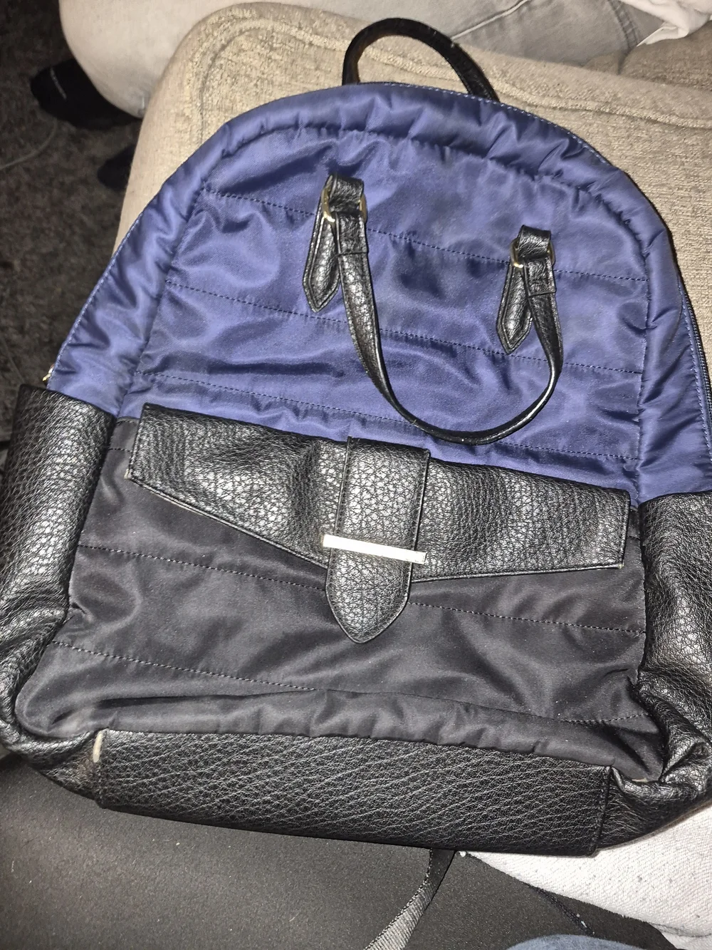 Two-Tone Black and Navy Backpack